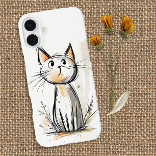 Cute Sweet Cat Illustration iPhone 16 Plus Case