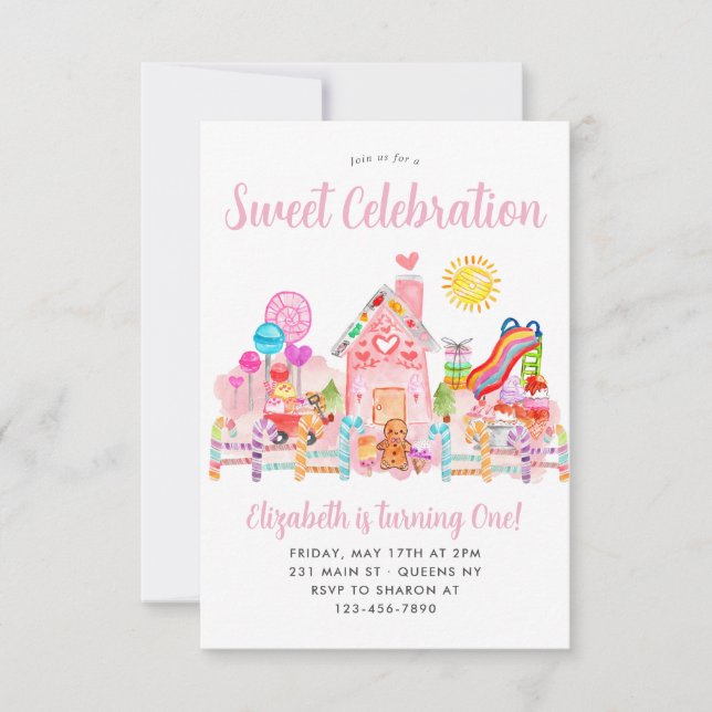 Cute Sweet Celebration Candyland Kids Birthday Card (Front)