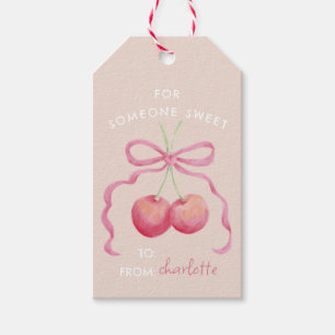 Cute, sweet cherries and bow gift tags