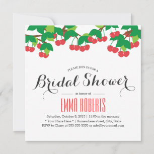 Cute Sweet Cherries Bridal Shower Invitations