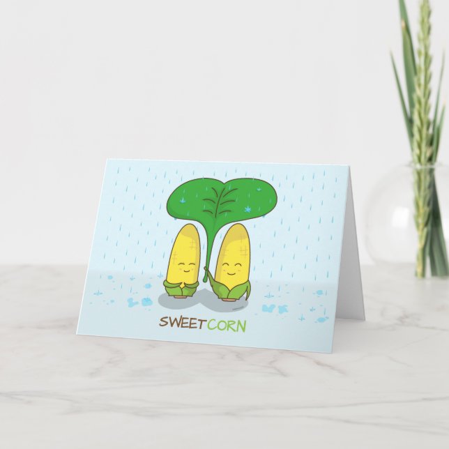 cute sweet corn love couple for someone special holiday card (Front)