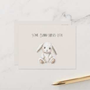 Cute Sweet Cream White Bunny Missing You Postcard