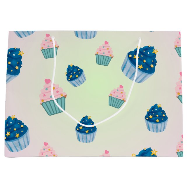  Cute Sweet cupcake Sprinkle 2nd Birthday Girly Large Gift Bag (Front)