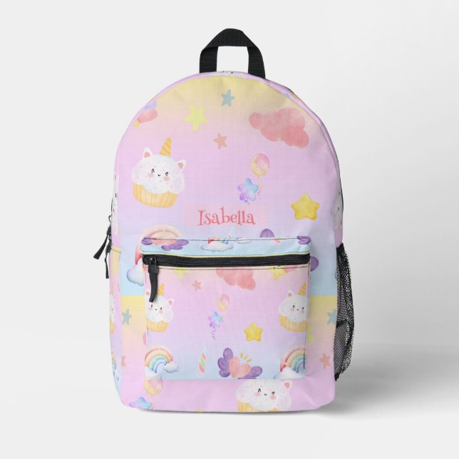 Cute sweet cupcake unicorn rainbow Pattern name Printed Backpack (Front)