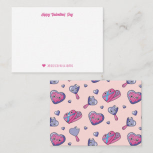 Cute Sweet Dessert Pattern Pink Valentine's Day Card