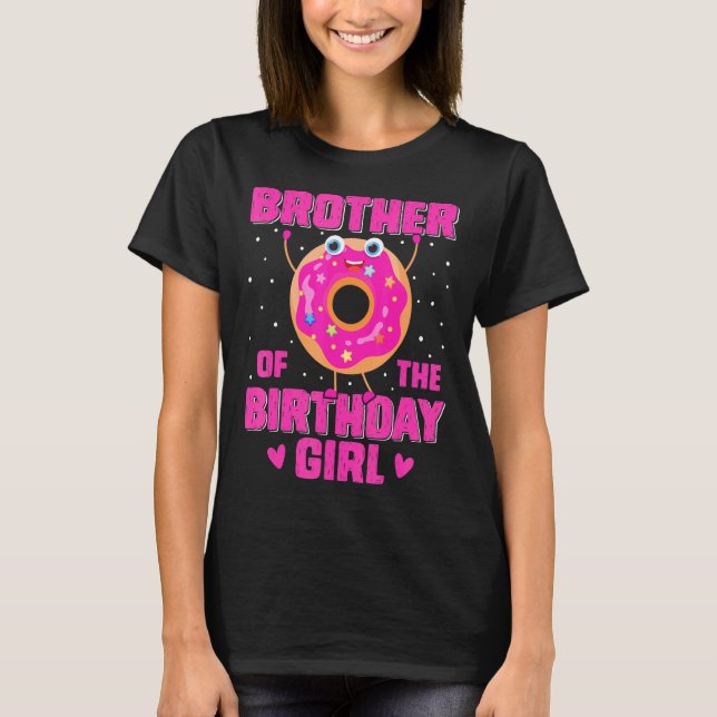 Cute Sweet Doughnut Family Brother Of The Birthday T-Shirt (Front)