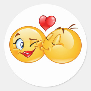 cute sweet emoji love hearts kiss classic round sticker