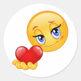 cute sweet emoji love hearts kiss classic round sticker
