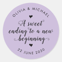 Cute Sweet Ending New Beginning Wedding Purple