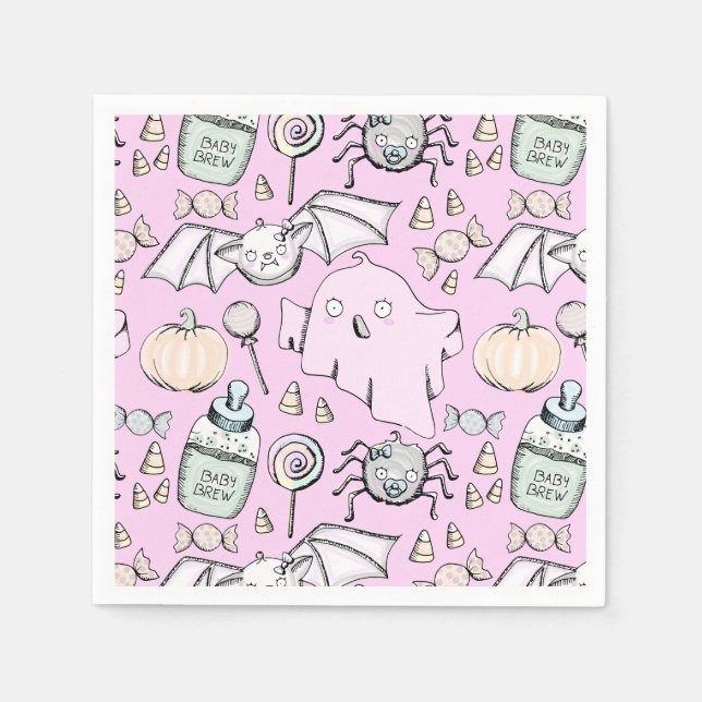 Cute & Sweet Halloween Kids Birthday Napkin (Front)