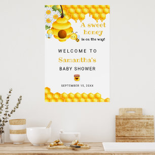 Cute Sweet Honey bee Welcome Baby Shower Poster
