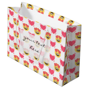 Cute Sweet In Love Emoji, Hearts pattern Large Gift Bag