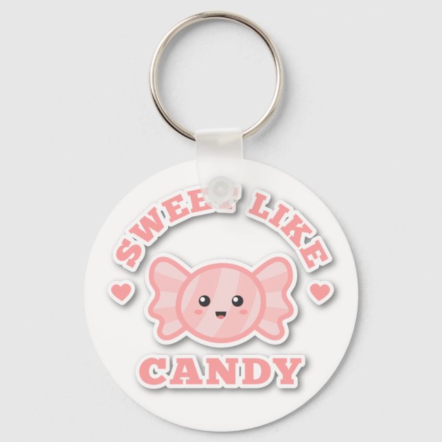 Cute Sweet Like Candy Pink Key Ring (Front)