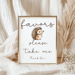 Cute Sweet Little Hedgehog Favors Baby Shower Sign