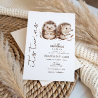 Cute Sweet Little Hedgehog Its Twins Baby Shower
