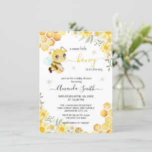 Cute Sweet Little honey Bee Girl Baby Shower Invitation