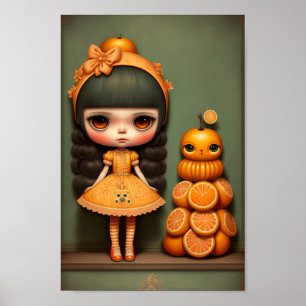 Cute Sweet Little Orange Girl Art Poster