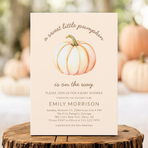 Cute Sweet Little Pumpkin Autumn Baby Shower Invitation