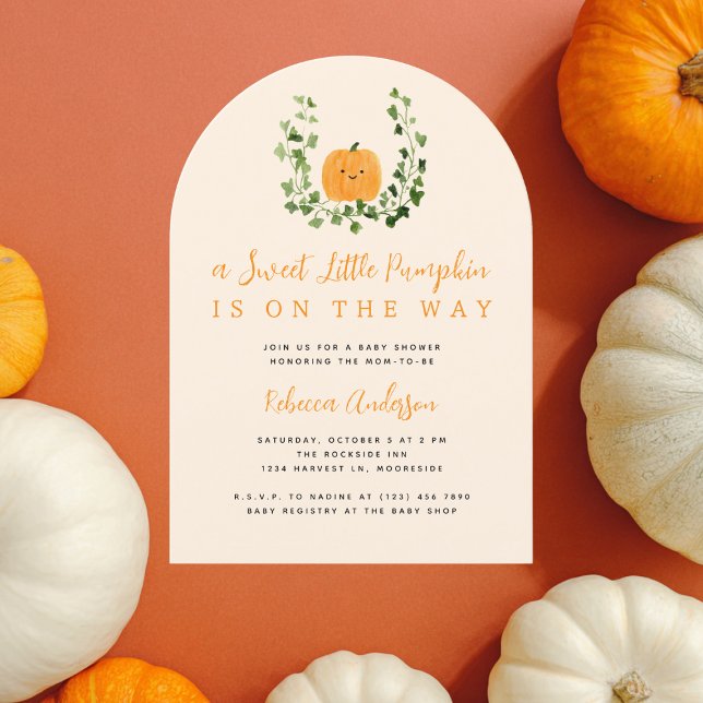 Cute Sweet Little Pumpkin Fall Baby Shower Invitation (Creator Uploaded)