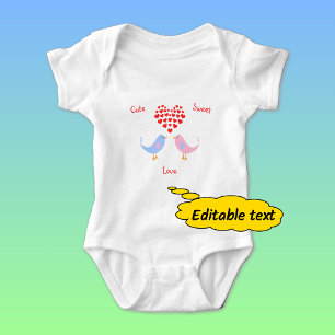 Cute sweet love birds custom text baby bodysuit