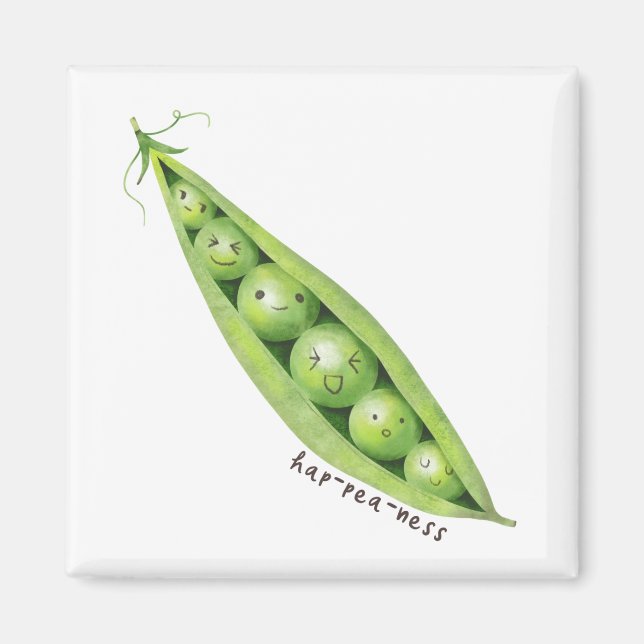 Cute Sweet Peas in a Pod Illustration Magnet (Front)