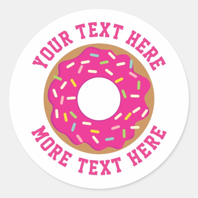 Cute sweet pink doughnut with sprinkles custom classic round sticker (Front)