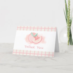 Cute Sweet Pink Gingham Peach Baby Shower  Thank You Card