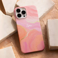 Cute Sweet Pink Gold Wave Texture Feminine Custom