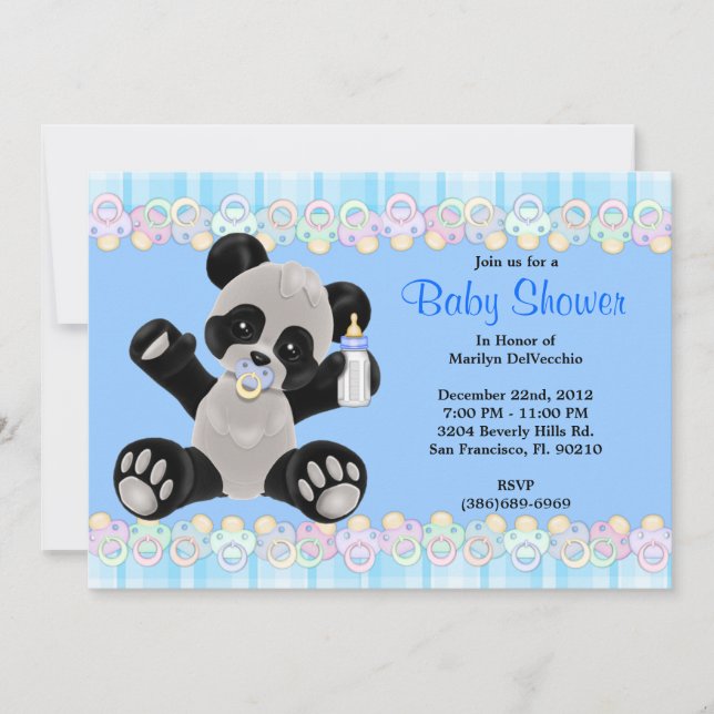 CUTE Sweet Plush Baby Panda Bear Baby Shower Invitation (Front)