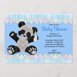 CUTE Sweet Plush Baby Panda Bear Baby Shower Invitation