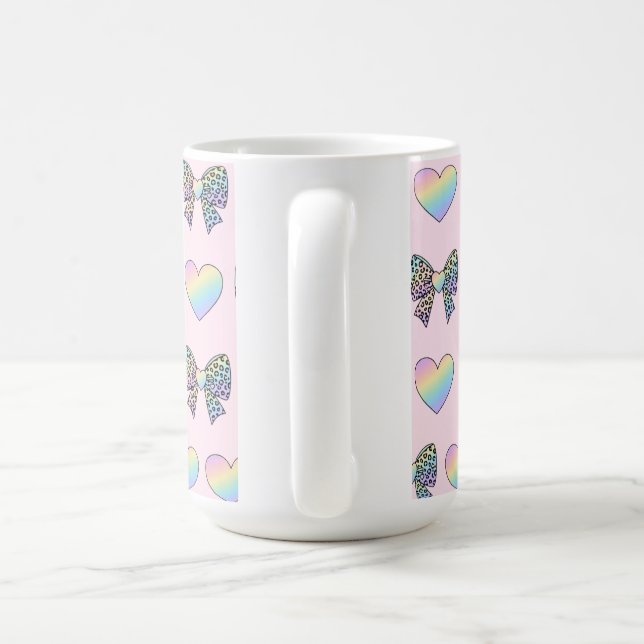  cute sweet rainbow hearts pastel gradient pattern coffee mug (Handle)