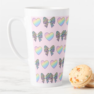  cute sweet rainbow hearts pastel gradient pattern latte mug