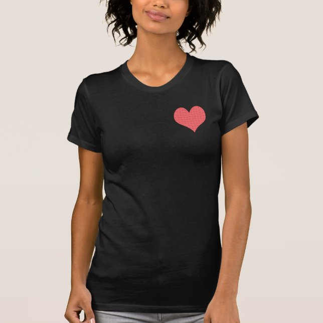 Cute Sweet Red Patterned Heart Black T-shirt (Front)
