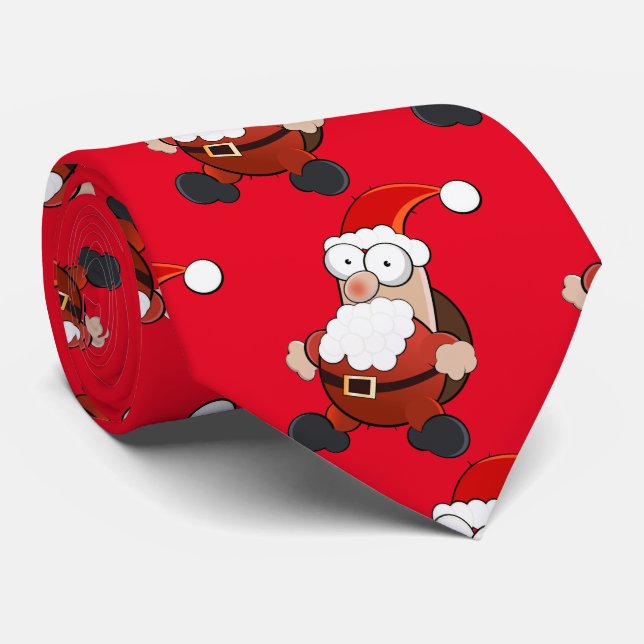 Cute, sweet Santa Claus with gifts. Christmas Red. Tie (Rolled)