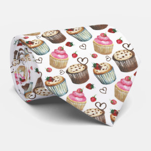 Cute sweet shop cupcake berry pattern tie