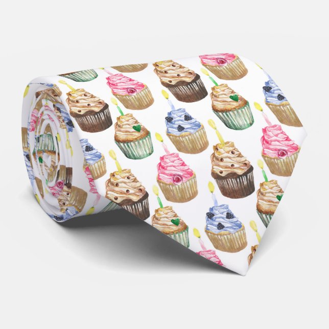 Cute sweet shop cupcake pattern tie (Rolled)