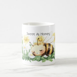 Cute Sweet Sleeping Bee Daisy Garden Coffee Mug