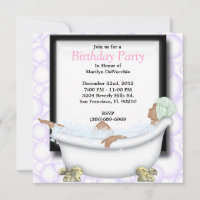 CUTE Sweet Spa Bath Massage and Beauty Party Invit