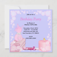 CUTE Sweet Spa Bath Massage and Beauty Party Invit