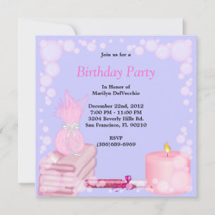 CUTE Sweet Spa Bath Massage and Beauty Party Invit Invitation