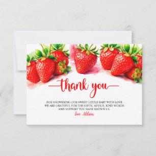  Cute & Sweet Strawberry Baby Shower  Thank You Card
