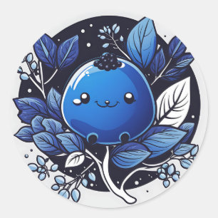 Cute Sweet Summer Blueberry Classic Round Sticker