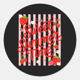 Cute Sweet Summer Time Strawberry Summer Floral Classic Round Sticker
