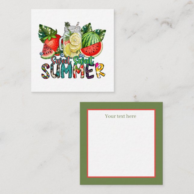 cute sweet Summertime add sentiment  Card (Front/Back)