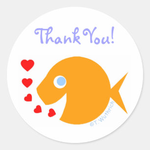 Cute Sweet Thank You Goldfish Stickers