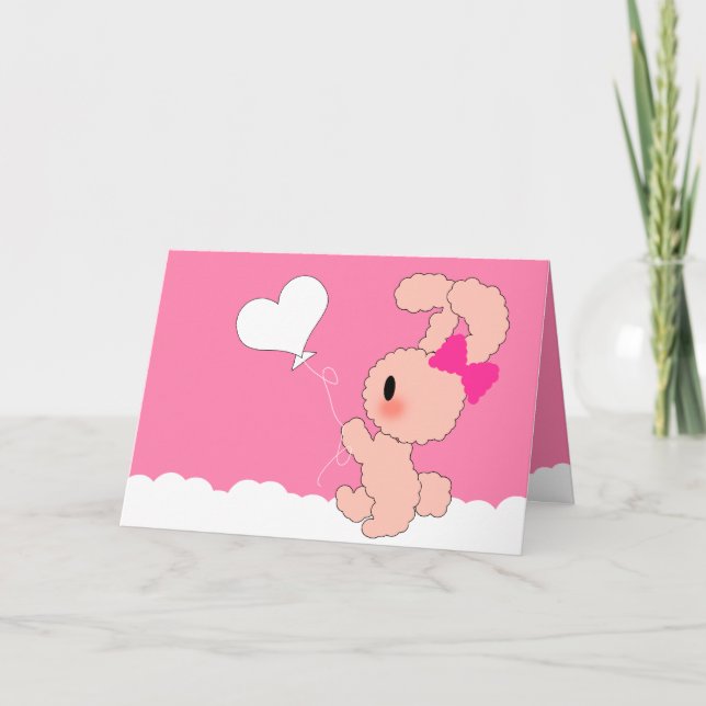 Cute Sweet Thinking of you card in PINK (Front)