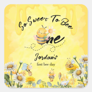 Cute Sweet To Bee One Wildflower 1st birthday Square Sticker