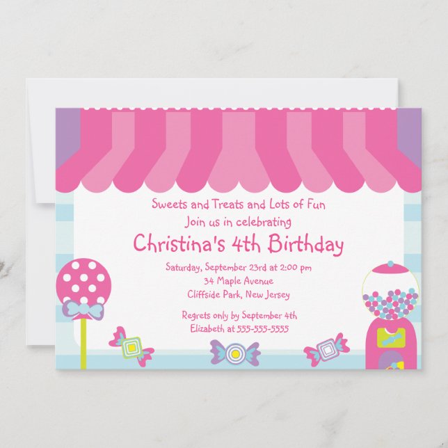 Cute Sweet Treats Birthday Party Invitation (Front)