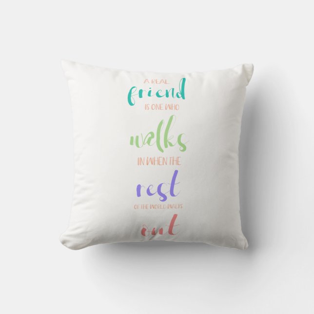 cute sweet true friendship quote paste colours cushion (Front)