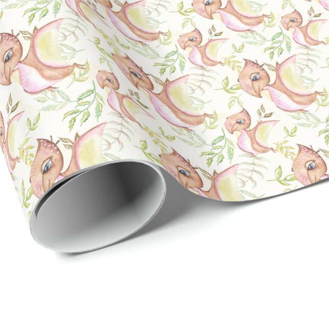 *~* Cute Sweet Whimsical Flying Dragon Dinosaurs Wrapping Paper (Roll Corner)